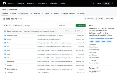 Στιγμιότυπο της σελίδας του aade-mydata (PHP)