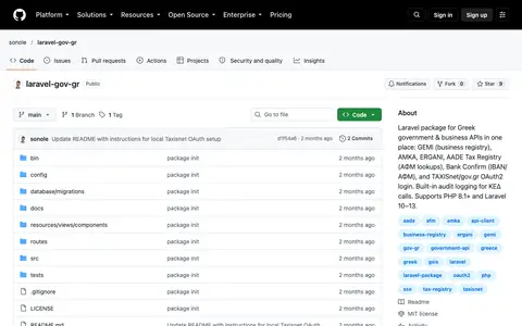 Στιγμιότυπο της σελίδας του laravel-gov-gr